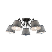 Plafoniera Classica Ravenna Metallo E Ceramica Nero Sfumato Argento 5 Luci E14