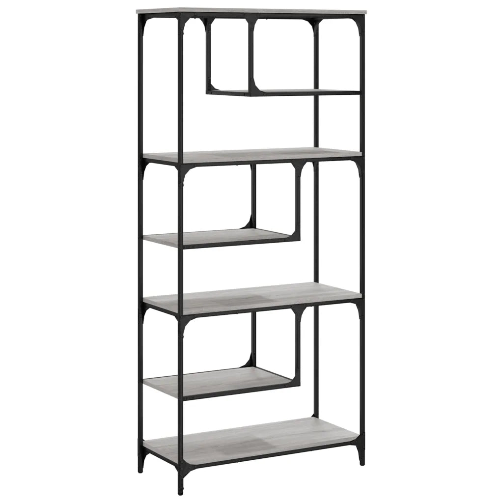 Libreria-Scaffale per Libri-Mobile di Stoccaggio Grigio Sonoma 81x36x176 cm in Legno Multistrato