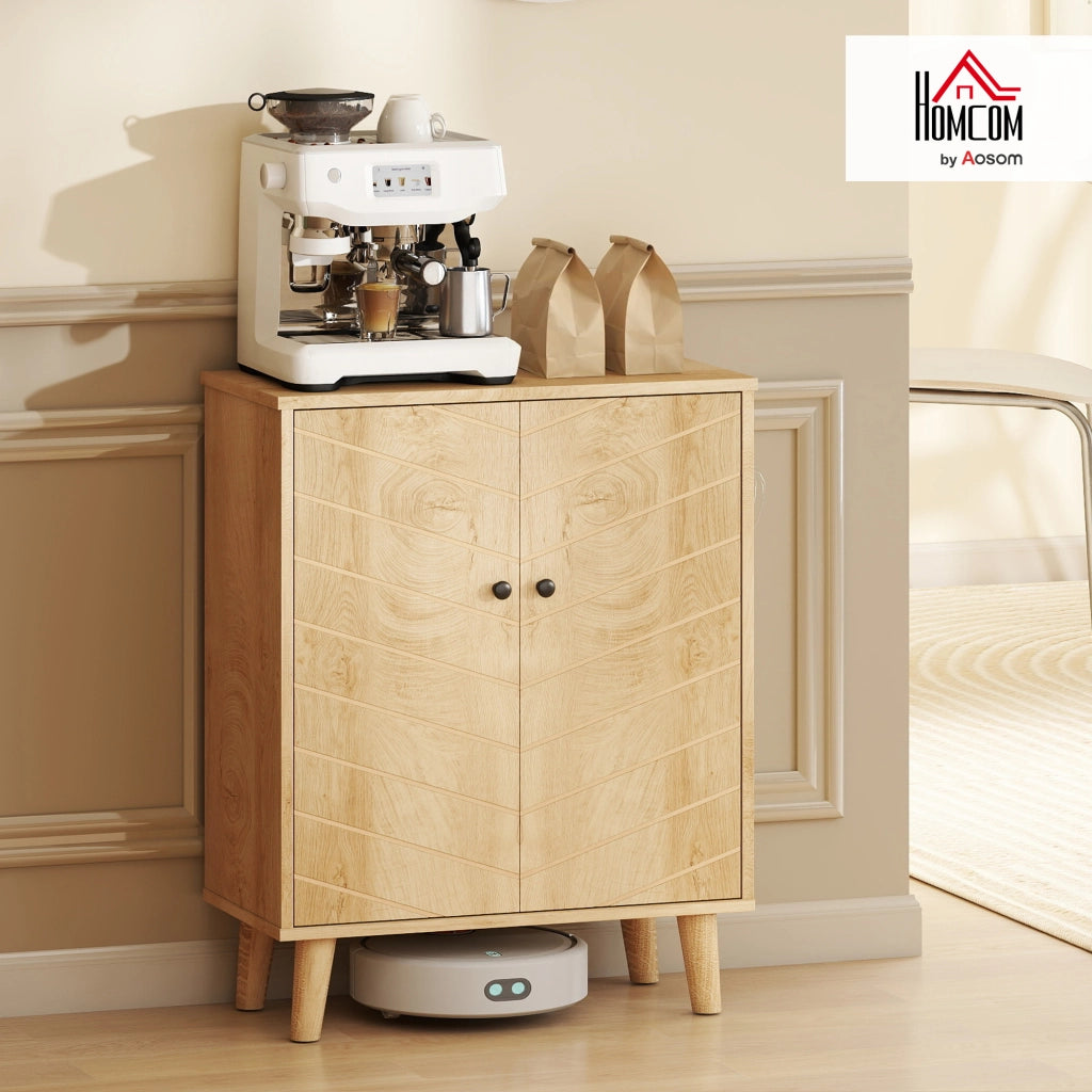 Mobile Multiuso Credenza Stile Vintage in Legno con Due Ripiani Interni, Salvaspazio per Casa, 60x30x76cm