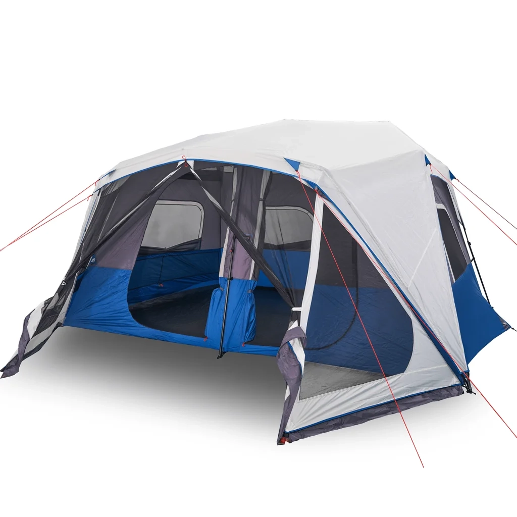 Tenda Famiglia con LED 10 Persone Blu Chiaro a Rilascio Rapido 94301