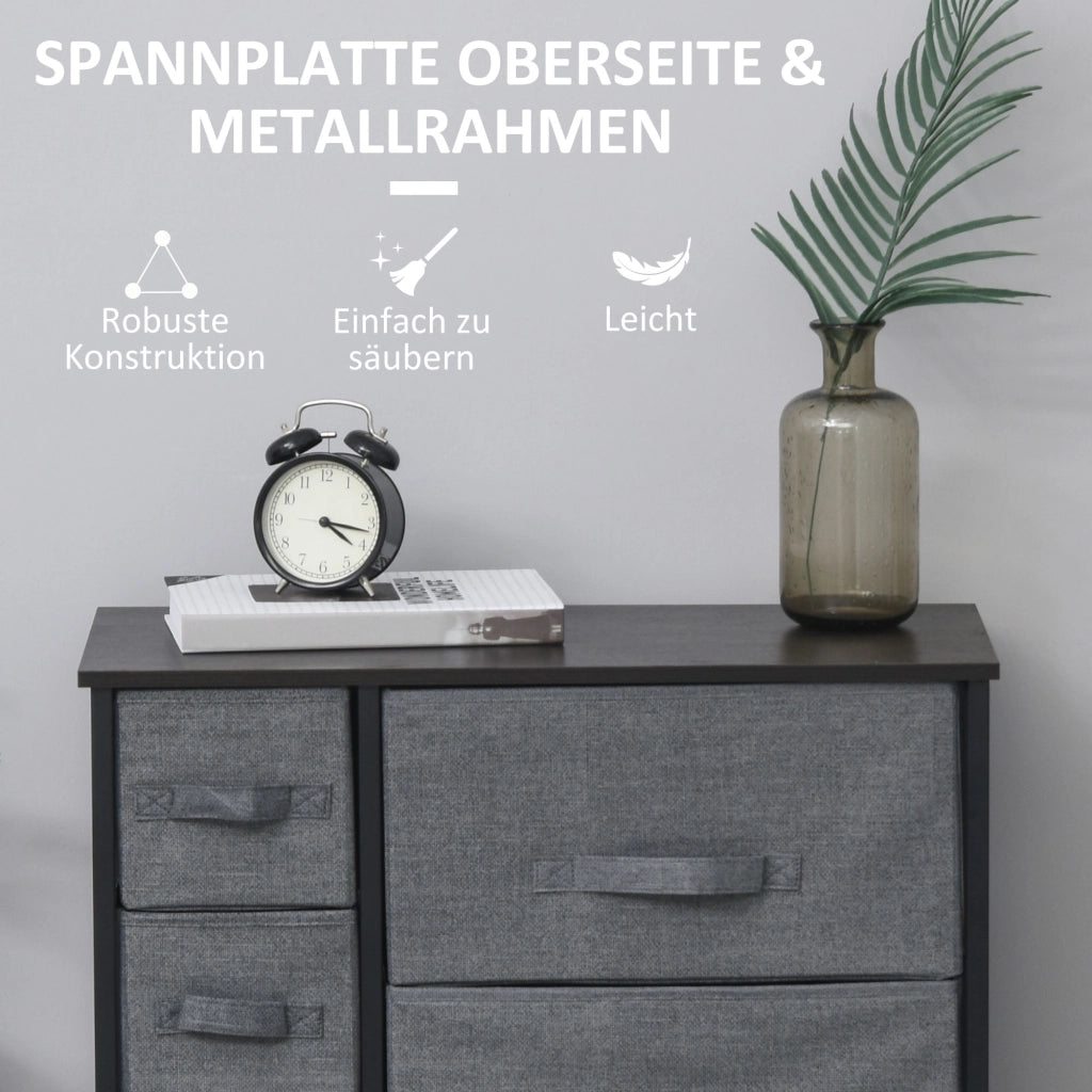 Cassettiera con 7 cassetti in tessuto pieghevoli ¨C zephmum ¨C grigio scuro 63.5x30x71 cm