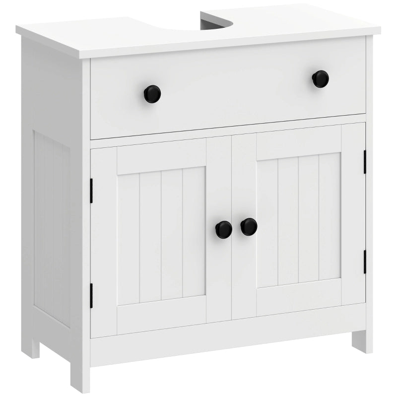 Mobile bagno sottolavabo con 2 ante e 1 cassetto; chiusura ammortizzata e vano a U per bagno; in MDF; bianco