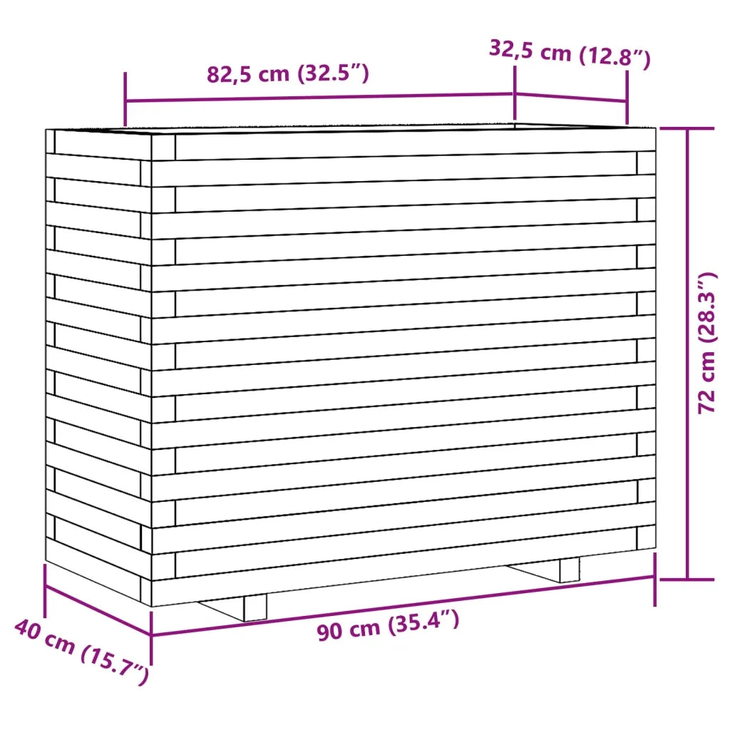 Fioriera Giardino Marrone Cera 90x40x72 cm Legno Massello Pino 3282636