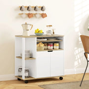 Carrello da cucina bianco e legno con ruote
