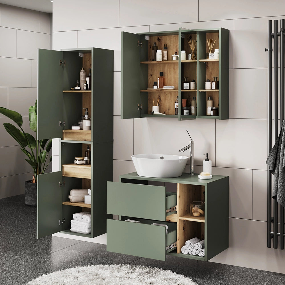 Vicco Set di mobili da bagno Verde/Artigianale 3 parti