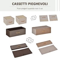 Mobile Cassettiera da Camera da Letto e Soggiorno, Cassettiera con 4 Cassetti Pieghevoli in Tessuto e Ripiano in MDF, 58x29x78.5cm, Multicolore
