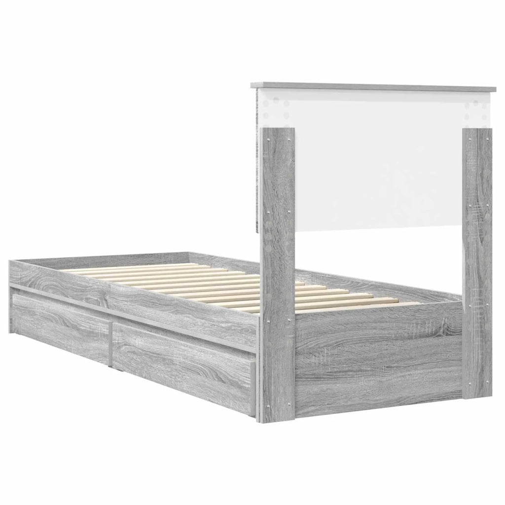 Letto con Contenitore con testiera Grigio Sonoma 75 x 190 cm