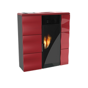 Stufa a pellet Olga 502L slim ventilata in ceramica 9,7kw rosso Lincar