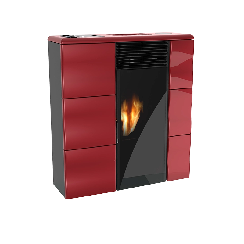 Stufa a pellet Olga 502L slim ventilata in ceramica 9,7kw rosso Lincar