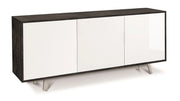 Mobile Madia 3 ante e 3 ripiani interni H74 L177 P41 Cm struttura color Nero Ossido frontali Bianco Lucido 7073k Sarmog
