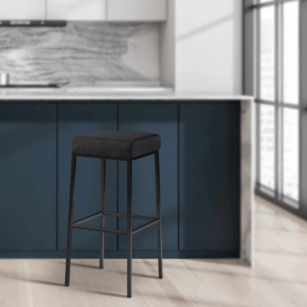 Set 2 sgabelli bar Montreal in tessuto grigio scuro,nero