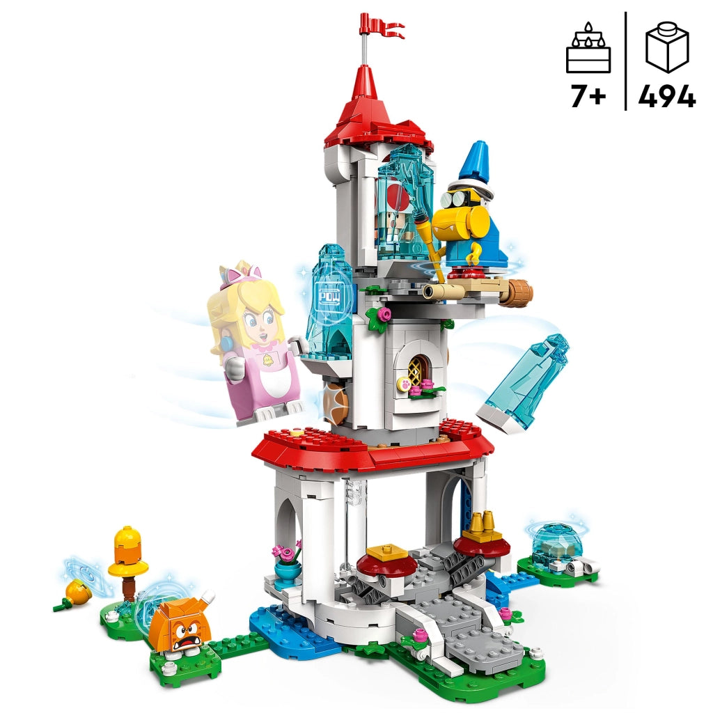 LEGO 71407 Super Mario La Torre di Ghiaccio e il Costume del Gatto Pesca, Set di Espansione, Minifigure di Rospo, Castel