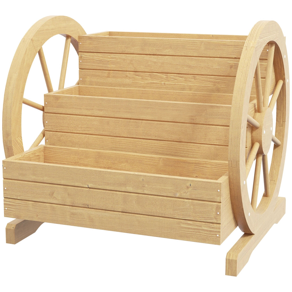 Carriola Giardino Legno 3 Livelli con Ruote ¨C zephmum ¨C 62x61x57 cm