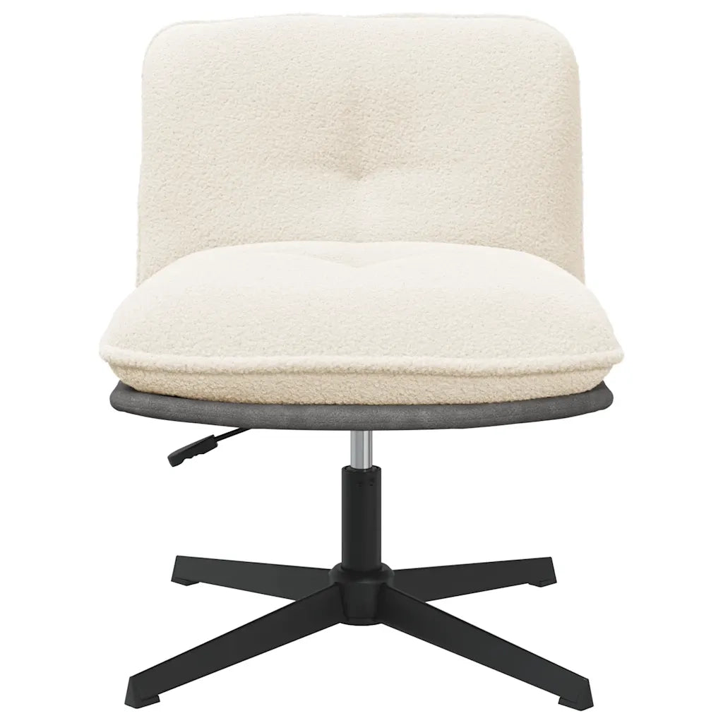 Sedia da Ufficio Girevole in Tessuto Riccio Crema Effetto Lana 4105384