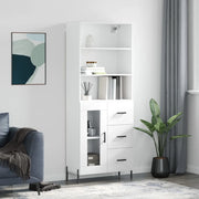 Credenza-Buffet-Armadio da cucina Bianca 69,5x34x180 cm in Legno Multistrato 641640