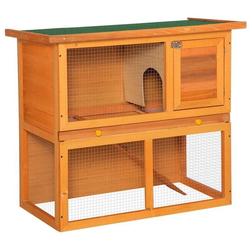 GABBIA PER CONIGLI CONIGLIERA DA ESTERNO IN LEGNO DI ABETE, 90X45X80CM