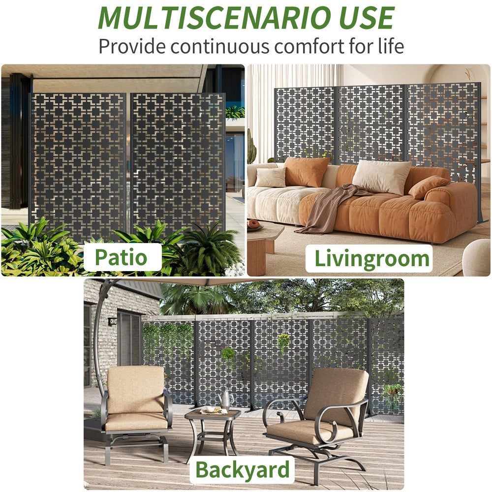 Paravento da Giardino in Metallo ¨C Xylo ¨C 183x116 cm, per Balcone, Patio e Terrazza