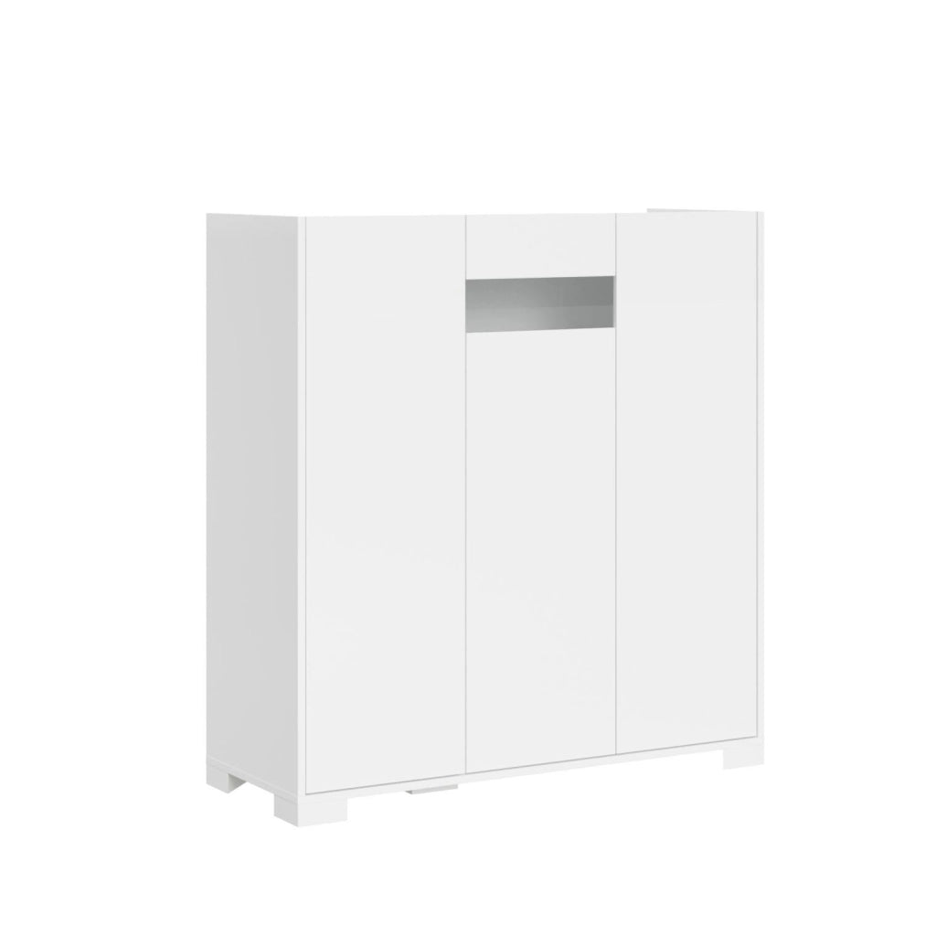 Credenza alta 3 ante 100x35x110 cm bianco lucido - RIFLESSO