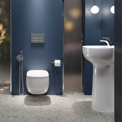 Lavabo freestanding Rak Illusion in ceramica bianca con foro
