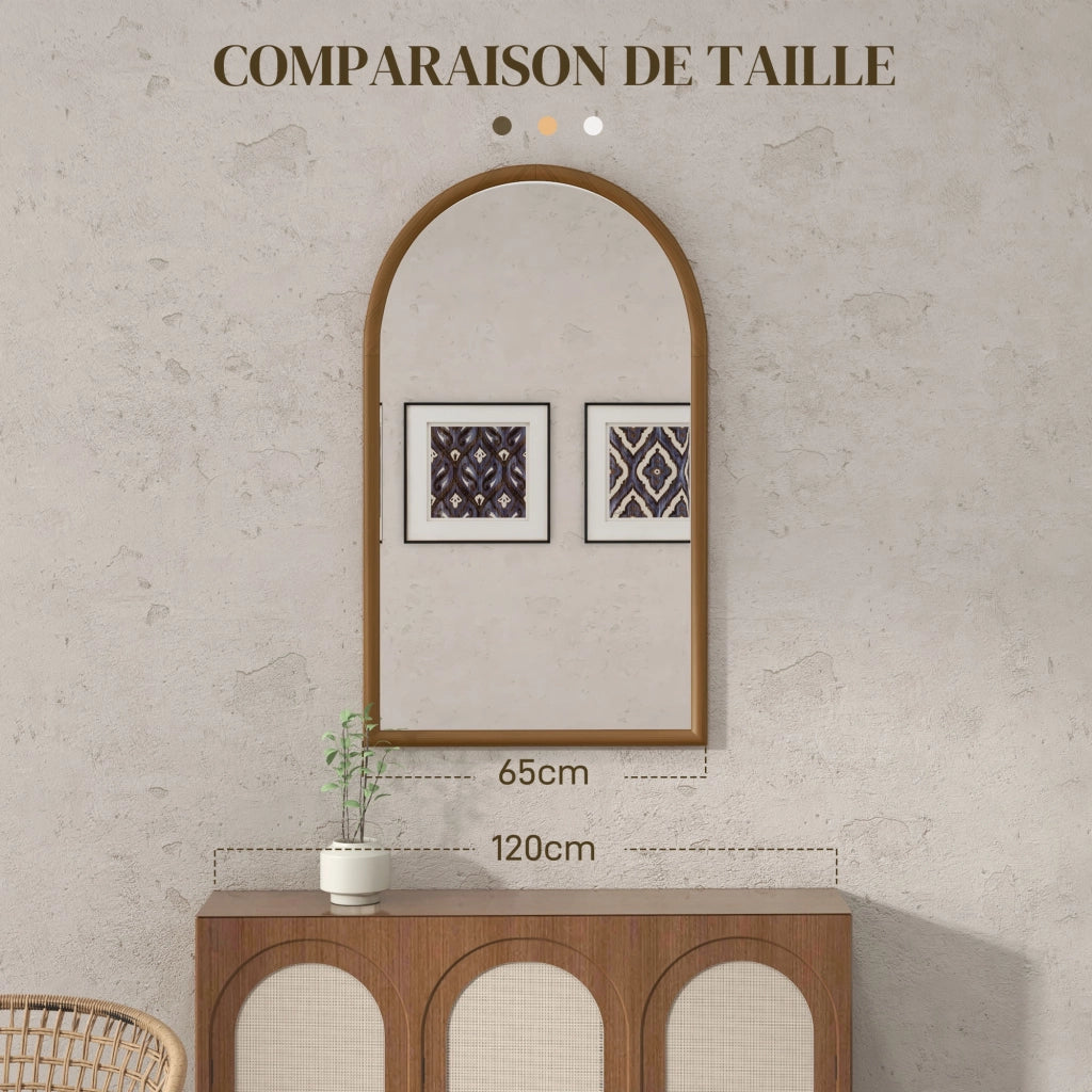 Specchio da parete ad arco ¨C zephmum ¨C 110x65 cm marrone scuro