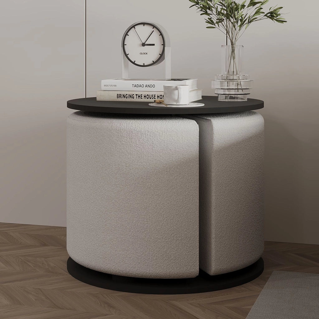Tavolino "Vexana" con poggiapiedi in legno - 43 x 43 x 47 cm - Grigio antracite