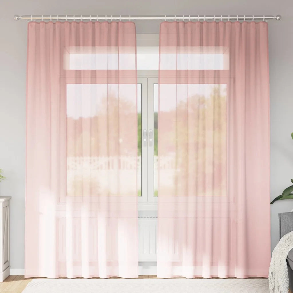 Tende in Voile con Tasche per Aste 2 pz Rosa 4102199