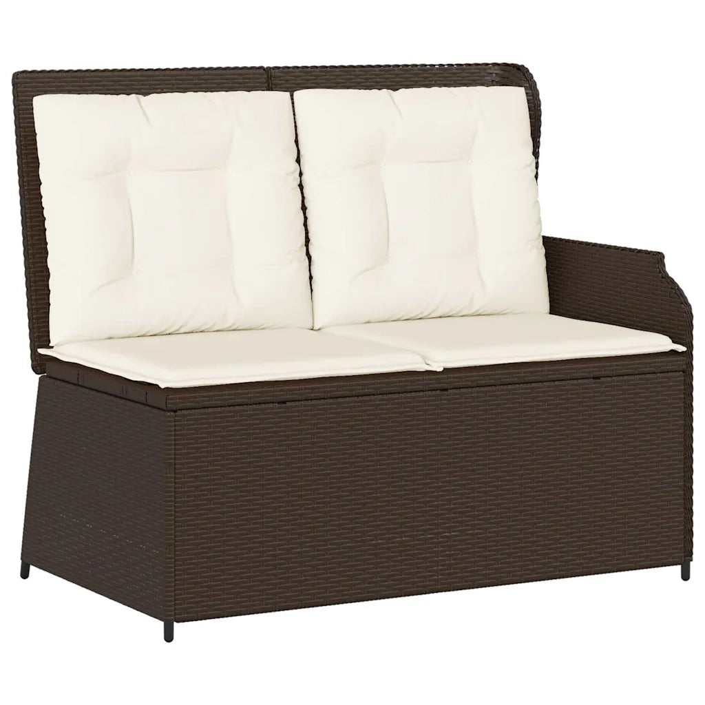 vidaXL Panca Reclinabile da Giardino con Cuscini Marrone in Polyrattan