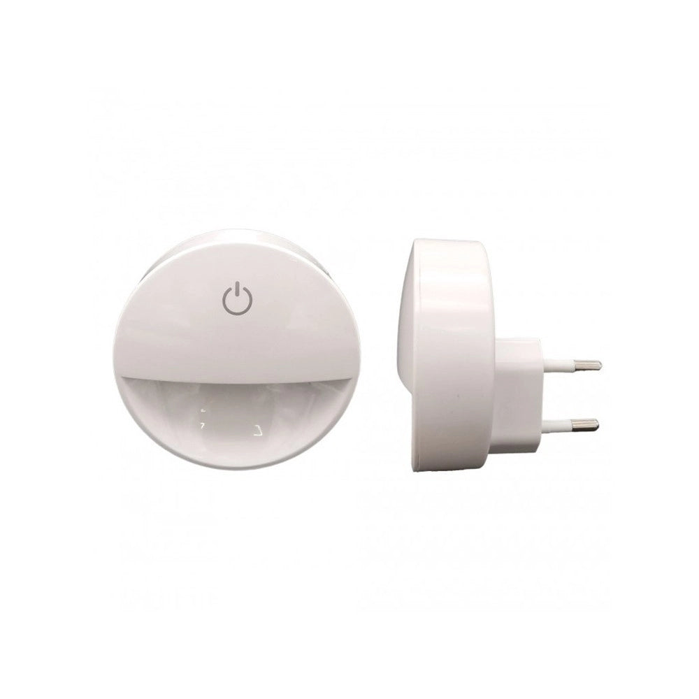 Trade Shop - Lampada Notturna Con Spina Accensione Touch Punto Luce Led Tonda Bianco Xgcmd-001 -