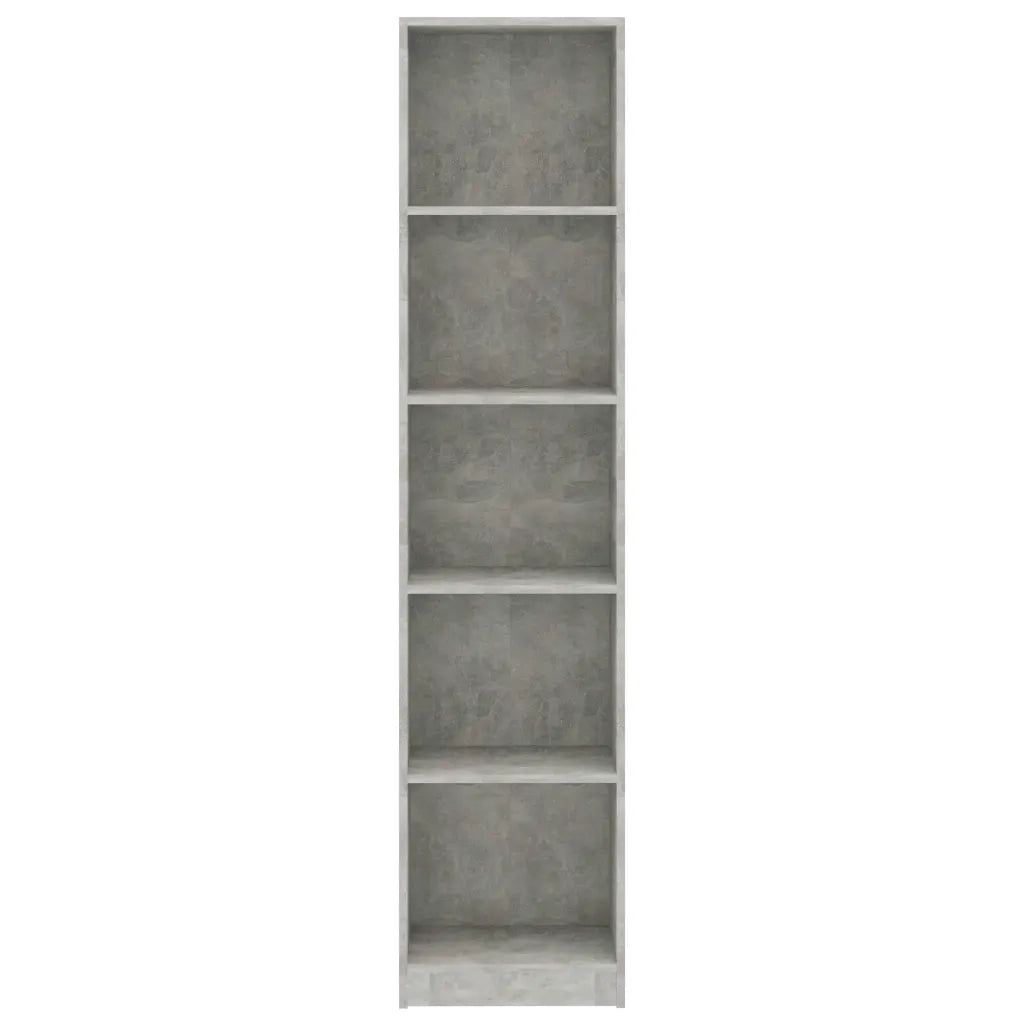 Libreria 5 Ripiani Grigio Cemento 40x24x175cm Legno Multistrato 800850