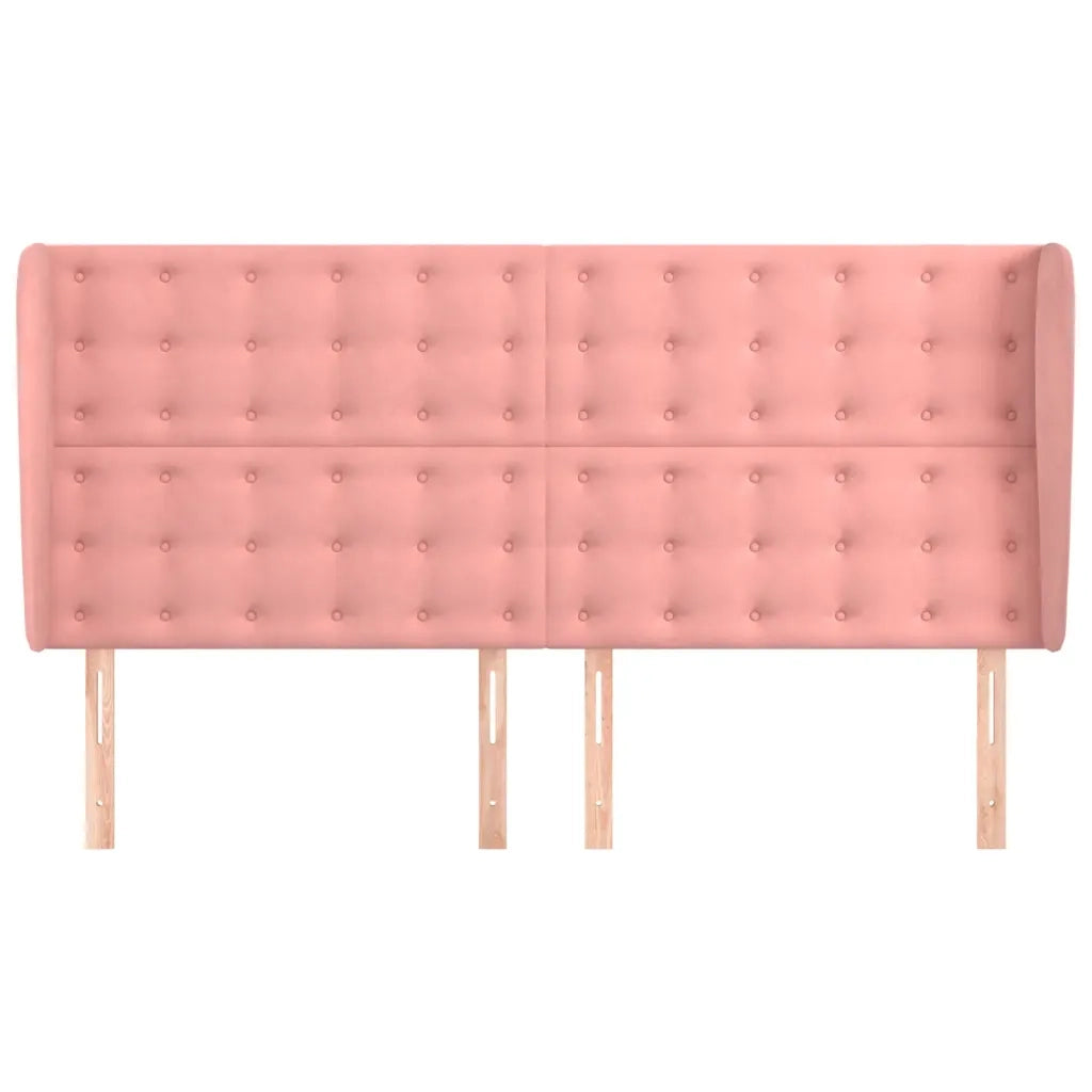Testiera ad Orecchio-Testata con Orecchie Rosa 163x23x118/128 cm in Velluto 119620