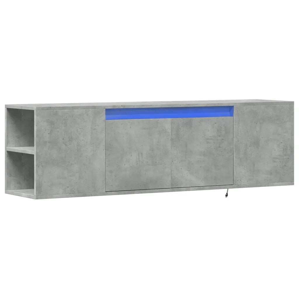 Mobile TV a Parete con Luci LED Grigio Cemento 135x31x39,5 cm