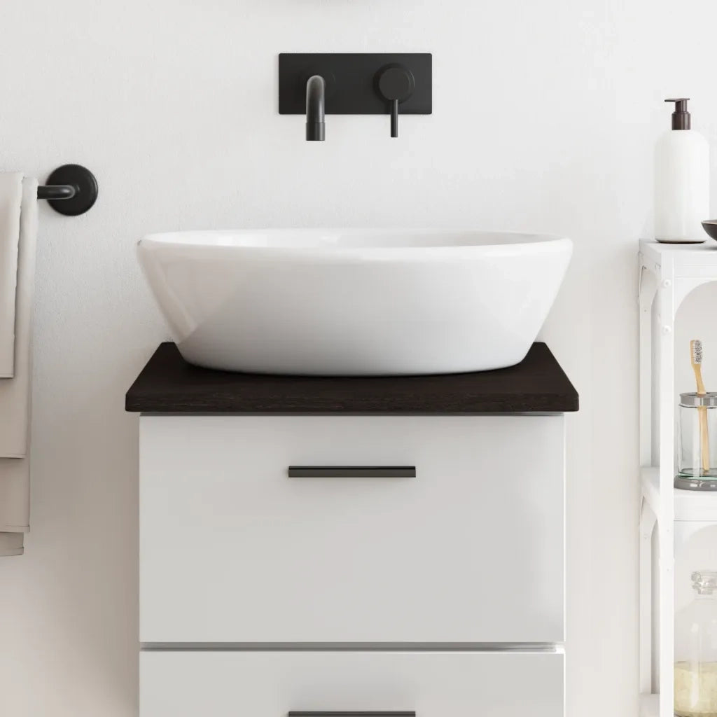 Piano Bagno Marrone Scuro 40x60x2 cm Legno Massello Trattato 3156194