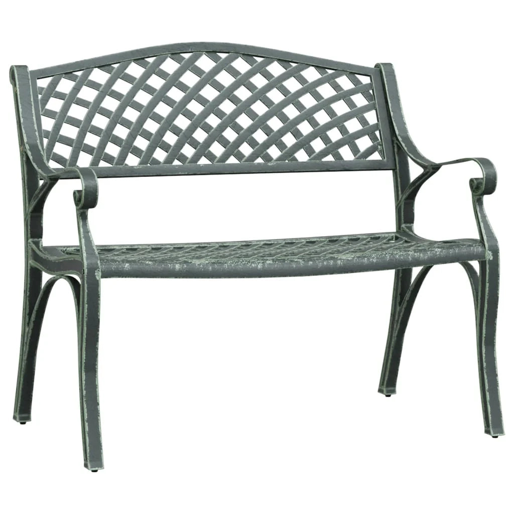 Panca da giardino mobili da esterno per patio terrazza 102 x 50 x 83 cm alluminio pressofuso verde 02_0011148