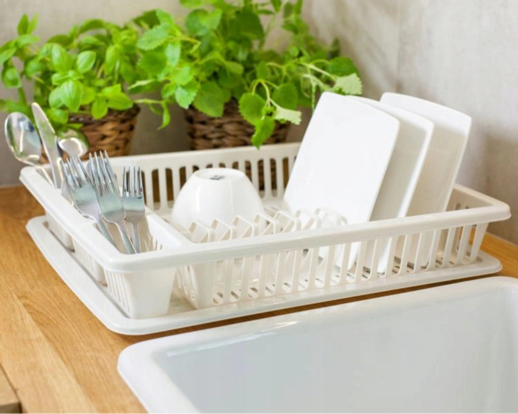Scolapiatti KADAX per posate, grande vassoio in plastica autoportante da 46 cm