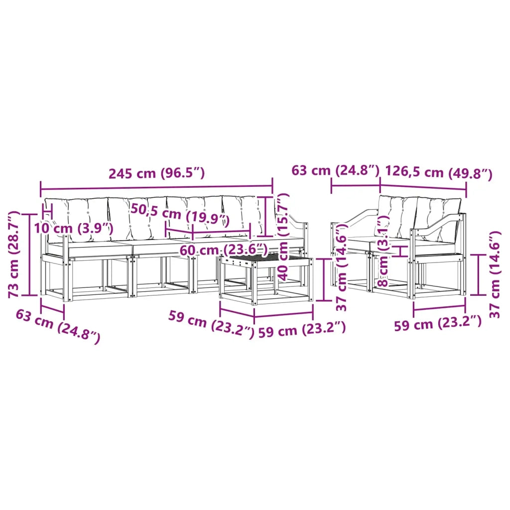Set di divani da esterno con cuscino 7 pcs Bianco e Beige 3389247