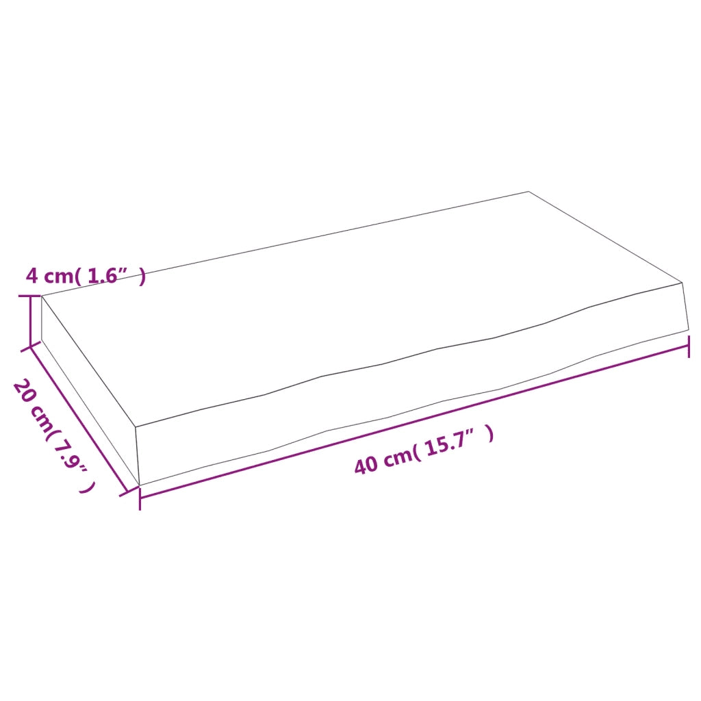 Ripiano Muro Marrone Chiaro 40x20x4 cm Massello Rovere Trattato