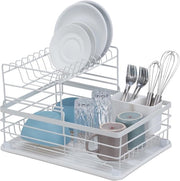 Afdruiprek con cassetta di raccolta liquidi - metallo - HxBxD 18 x 425 x 315 cm - afdruiprek per cucina - contenitore per posate - afdruiprek pieghevole