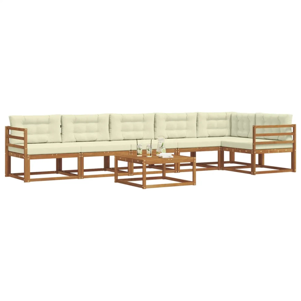 Set di divani da esterno con cuscino 7 pcs Naturale e Crema 3367668