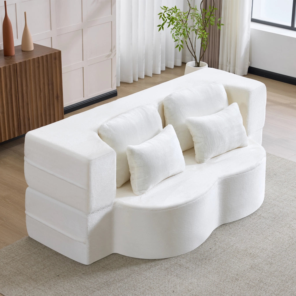 DIVANO MODULARE BIANCO 36 x 36 x 143 cm in schiuma e molle