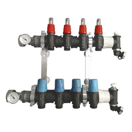 COLLETTORE MODULARE IN PA-M CON REGOLATORI DI PORTATA - ENTRATA 11/4  - 6 USCITE DA 3/4X18  - VIL