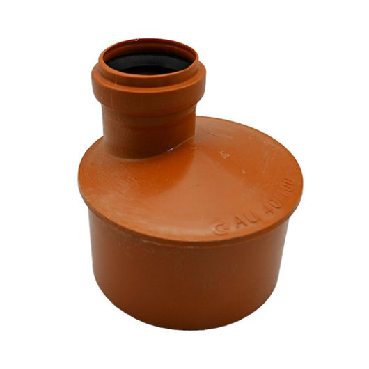 AUMENTO ECCENTRICO MASCHIO FEMMINA AD INNESTO IN PVC CON GUARNIZIONE RAL 8023 - ø40 F / ø100 M  RAL 8023