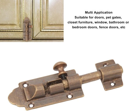 Vergrendino a schermo antico in ottone - Vaso di protezione - Blocco di sicurezza - Sicurezza per bambini - Incluso: viti - Progetto elegante vintage - Cerniera della porta