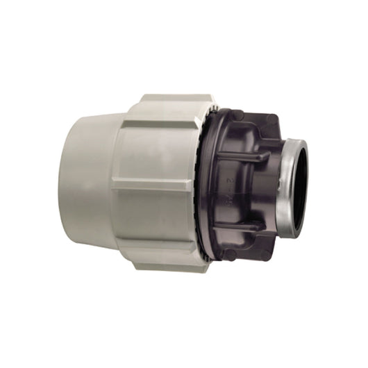 RACCORDO DIRITTO A COMPRESSIONE FEMMINA FEMMINA IN POLIPROPILENE SERIE 7030  BIANCO E NERO PLASSON - Ø63X2 PN16  - PSN