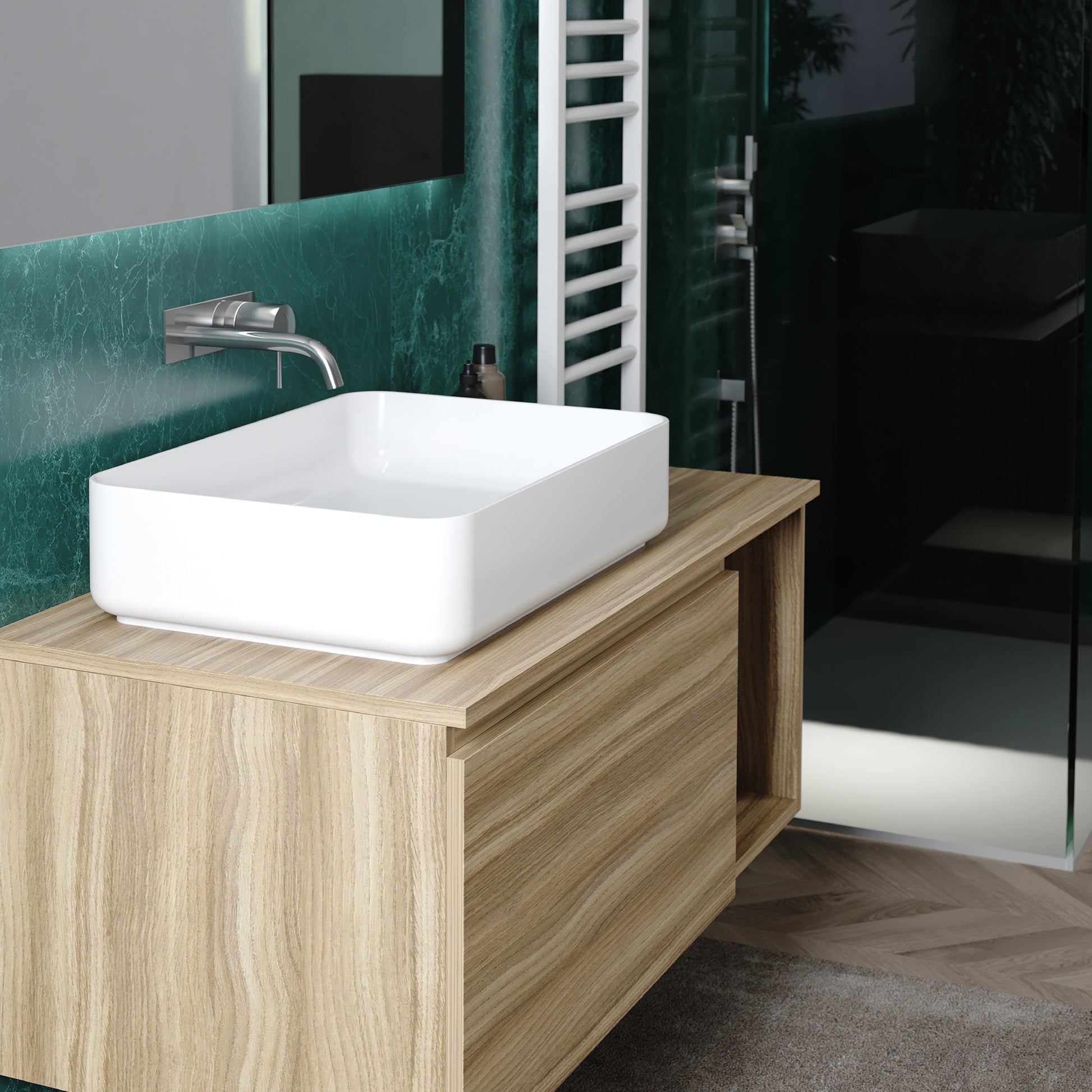 LAVABO DA APPOGGIO IN CERAMICA BIANCA MODELLO AGUA 60 - 60,5X40X14  CM  - BAR