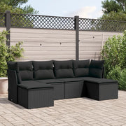 Set Divano da Giardino 6 pz con Cuscini-Sofa da Giardino-Divanetto da esterno Nero in Polyrattan 495516