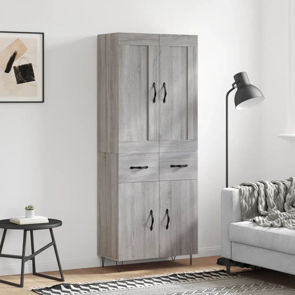 Credenza Grigio Sonoma 69,5x34x180 cm in Legno Multistrato 3199911