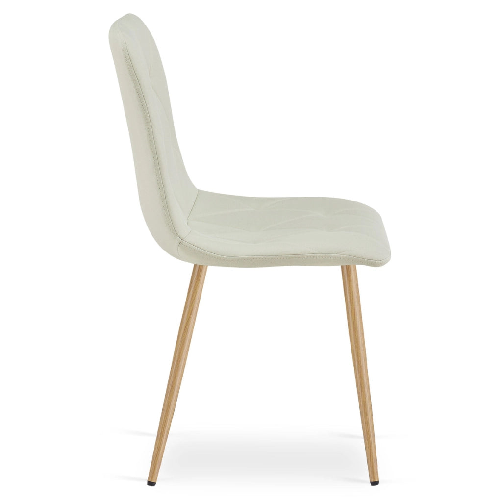 Sedia Libra beige in tessuto con gambe effetto legno