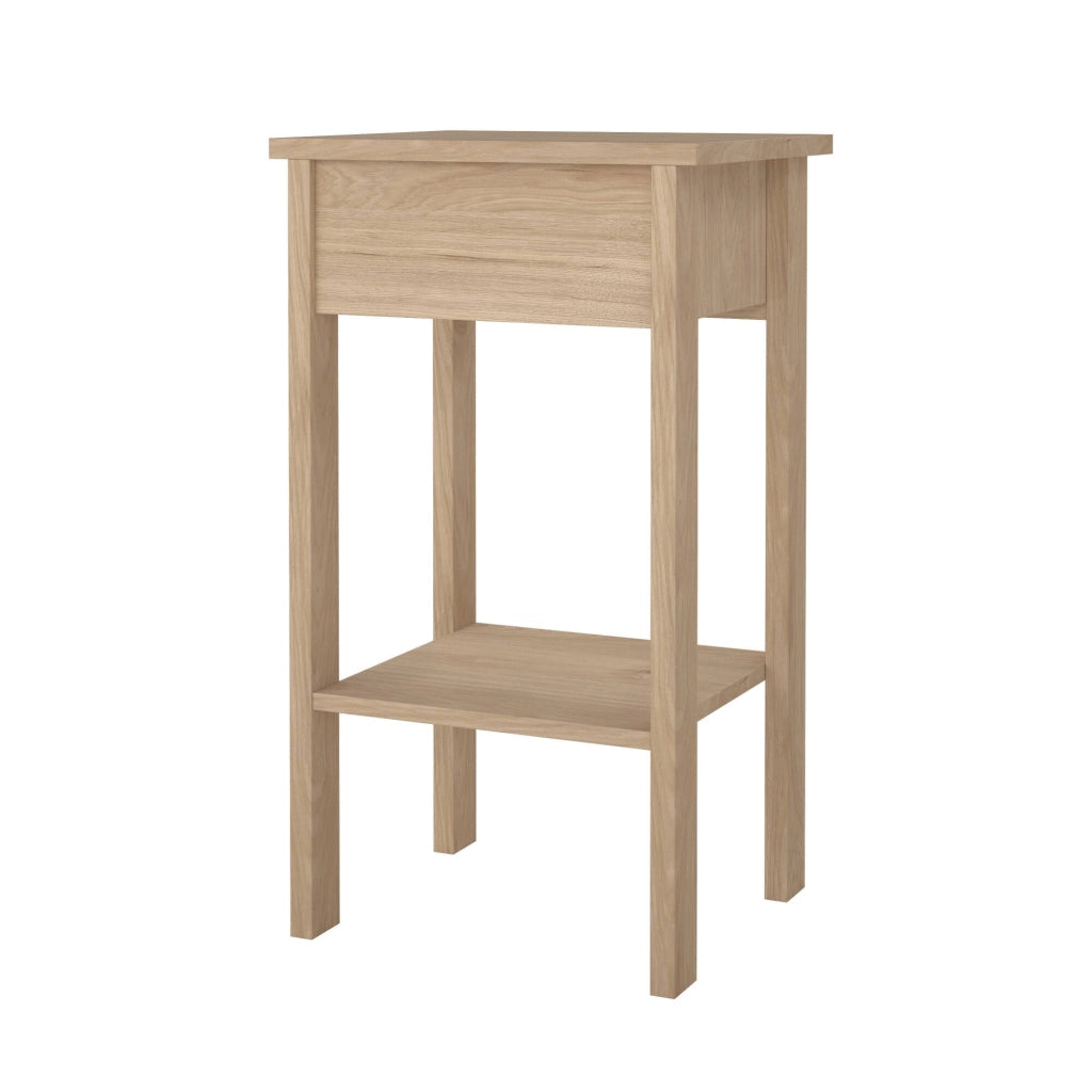 Comodino Inday, Comò basso, Tavolino da notte, Mensola da letto, 40x34 h70 cm, Rovere