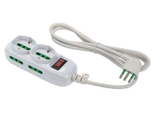 MULTIPRESA 2 BIP. + SCH. + 4 BIP.LATER. C/INTER. LINEA RETAIL BIANCA- - bianca 474144 - 12 pezzi FANTON