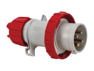 SPINA INDUSTRIALE VOLANTE ROSSA 3P+T 16A IP67- - cablaggio a vite 70144V - 1 pezzi FANTON